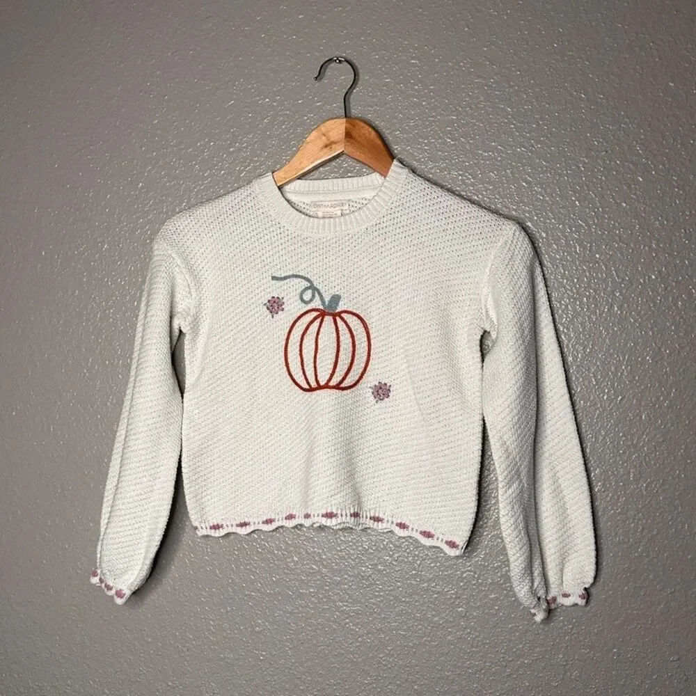 Cynthia Rowley embroidered pumpkin sweater 7 8